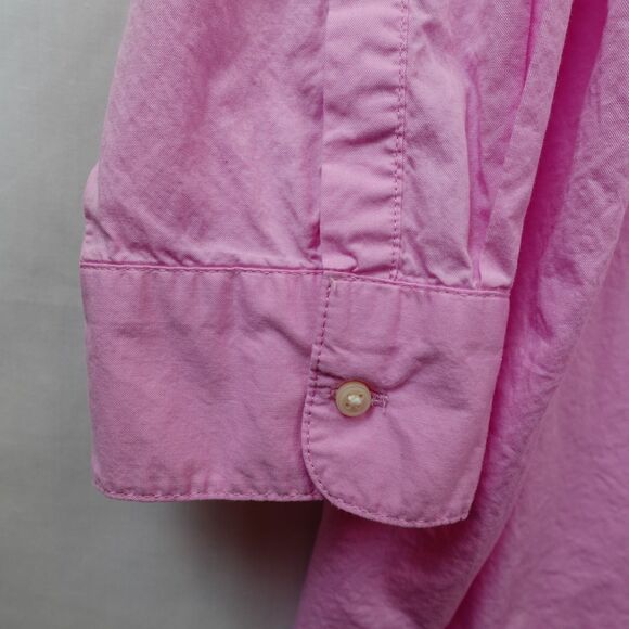 Old Navy The Boyfriend Shirt Women's Large Pink Long Sleeve Button Up Preppy - Picture 8 of 13